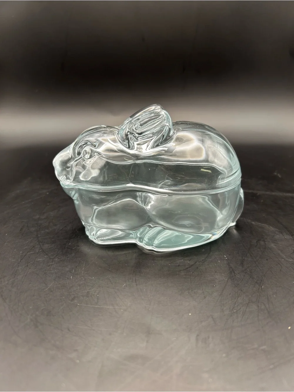 Crate & Barrel Blue Glass Bunny Trinket Box - Home Accents